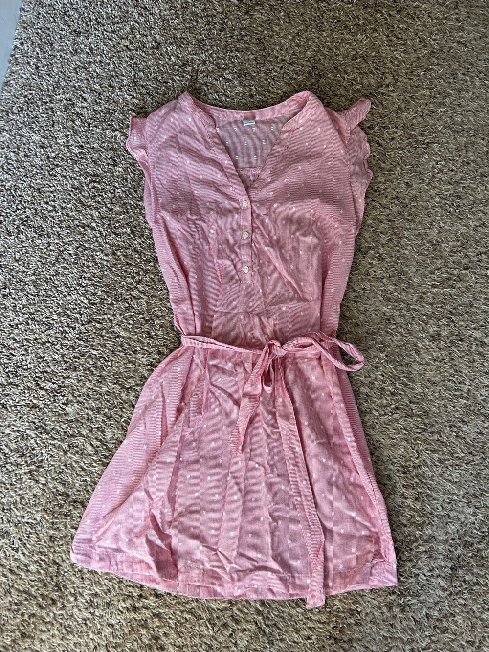 Old Navy Pink Dot Tie-Waist Casual Dress